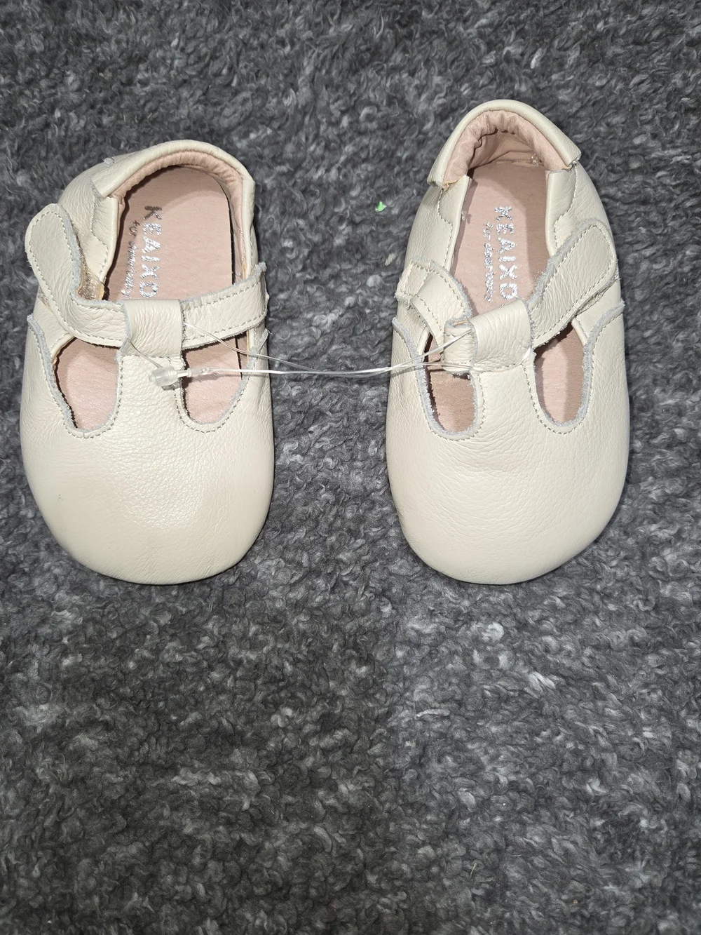 Soft Leather T-Strap Baby Shoes in Cream
